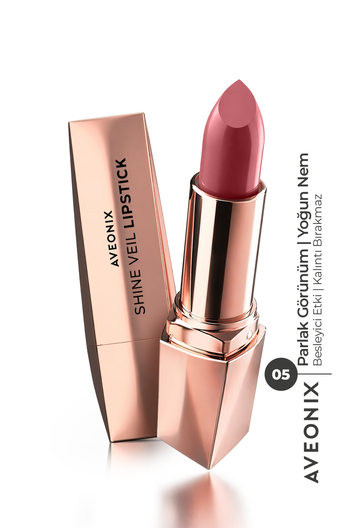 AVEONIX Shine Veil Parlak Ruj 05 Nemlendirici Pürüzsüz Dolgun Dudak Etkili Lipstick