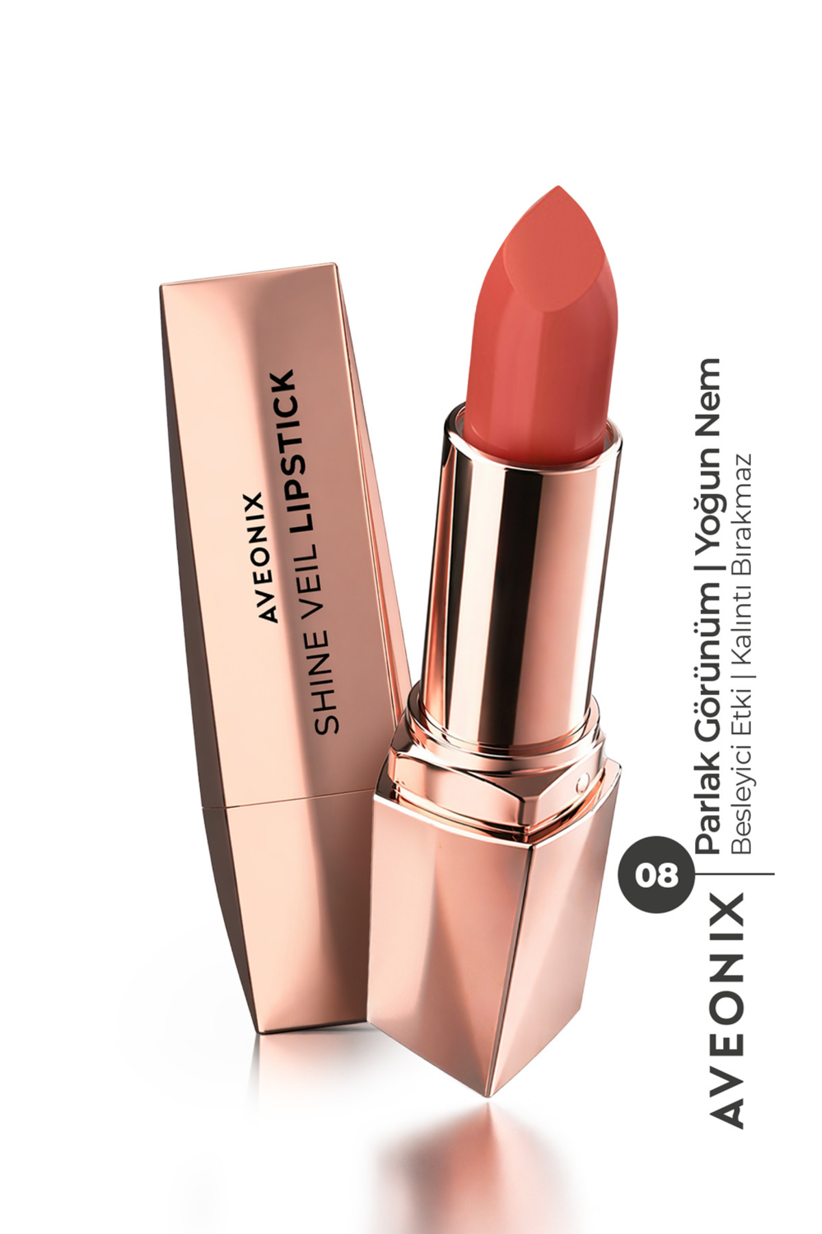AVEONIX Shine Veil Parlak Ruj 08 Nemlendirici Pürüzsüz Dolgun Dudak Etkili Lipstick - Fiyatı, Yorumları