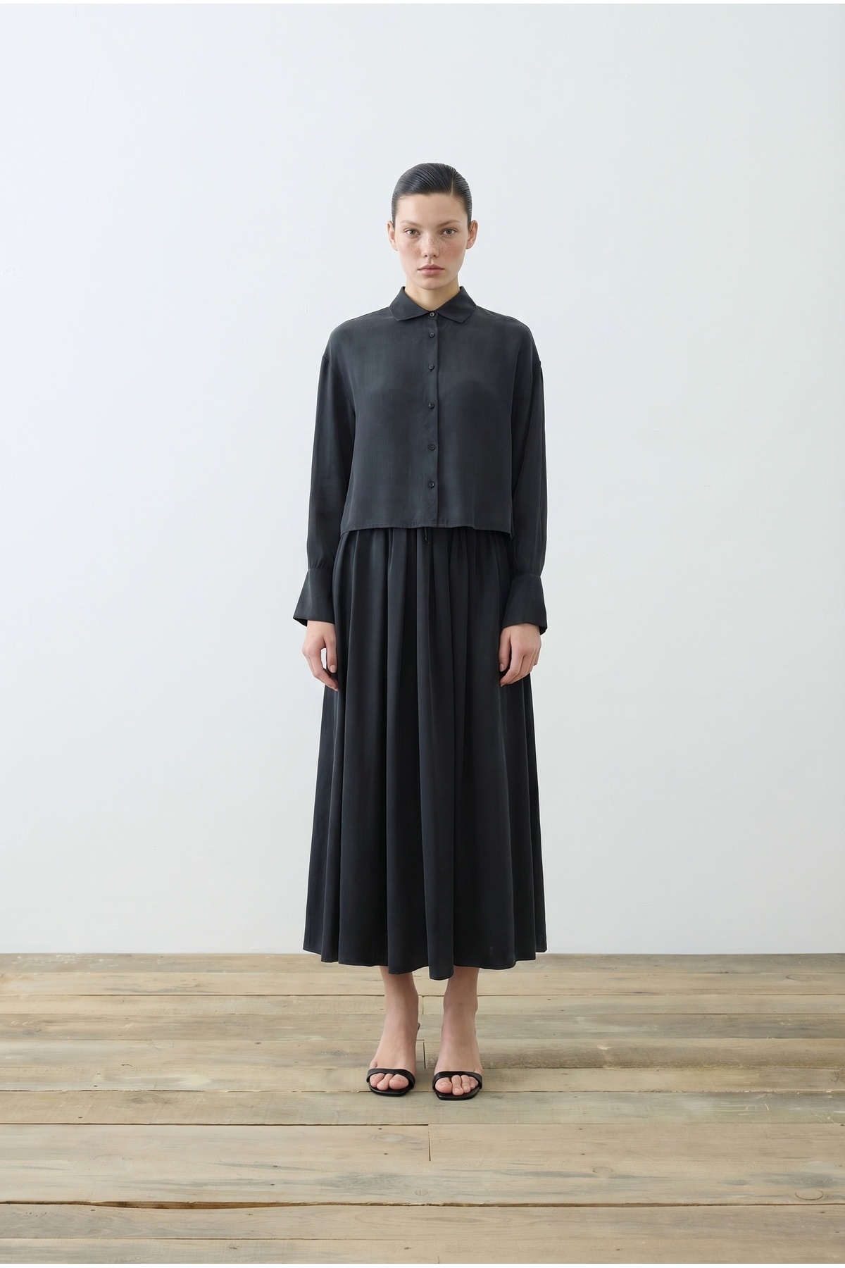 PRİME GROUND SILK ELASTIC SKIRT SET BLACK