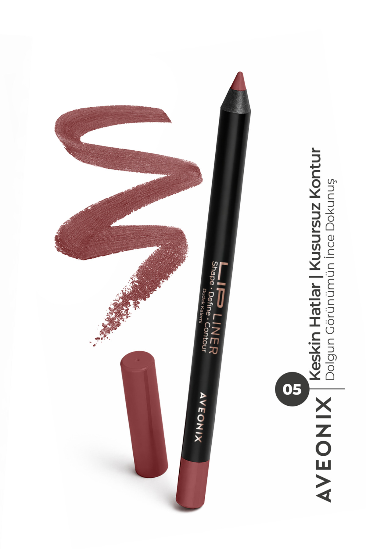 AVEONIX Lip Liner 05 İpeksi Dokulu Kolay Uygulanan Net ve Pürüzsüz Çizgi Dudak Kalemi - Fiyatı, Yorumları