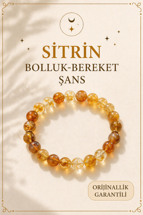 Orenda Design Sitrin Doğal Taş Bileklik (BOLLUK/BEREKET-PARA ENERJİSİ) 1.kali...