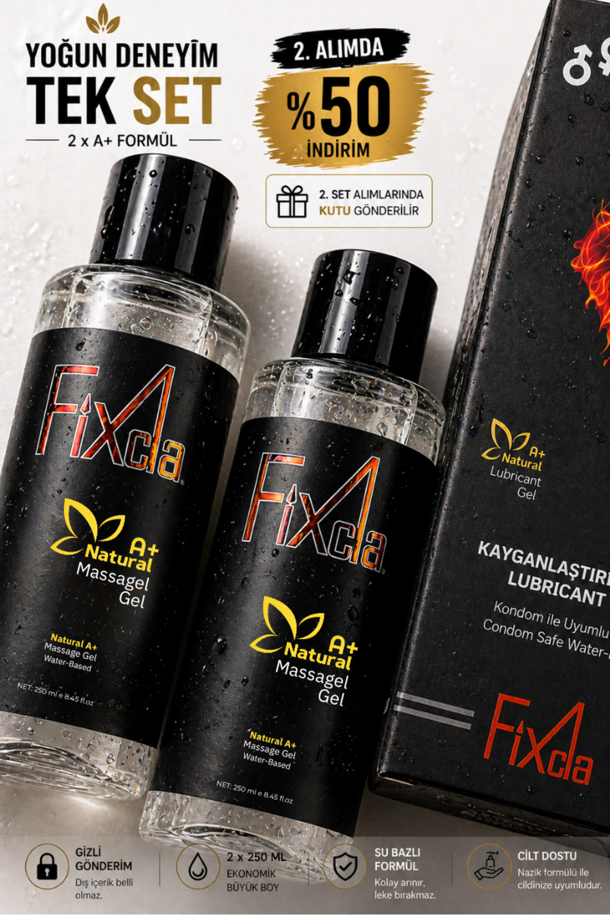 FixCla A+ Plus Anal Kayganlaştırıcı Masaj Jeli 2'li Set 250 ml x 2