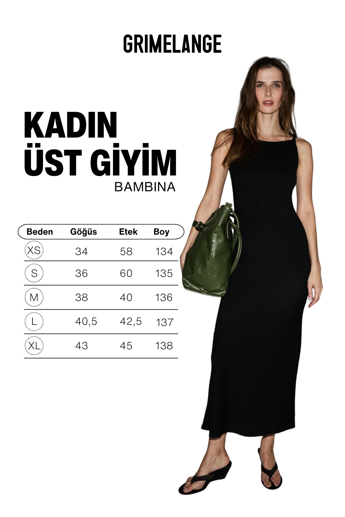 GRIMELANGE BAMBINA Kadın Yumuşak Ve Esnek Kumaşlı Omuzu Çift Düğümlü Uzun Siyah Elbise görsel 5