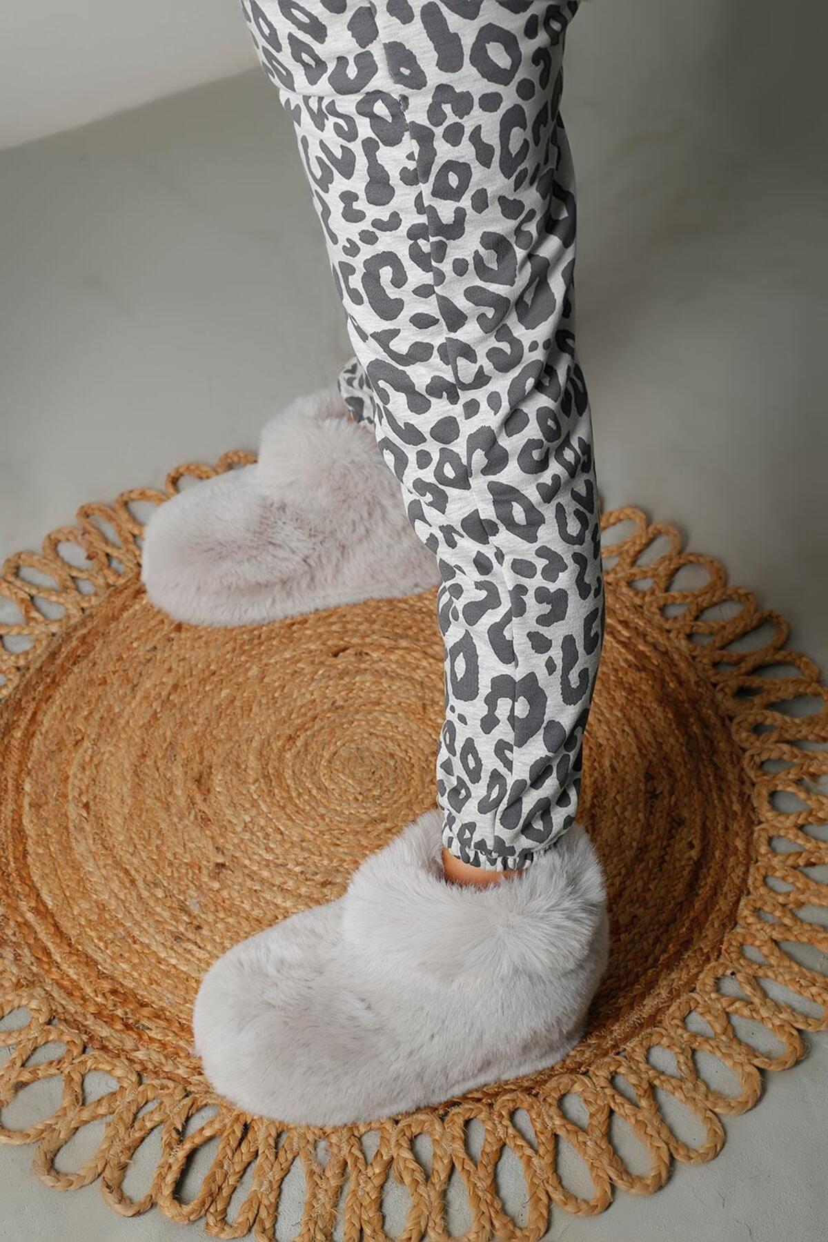 Beyond Kadın Gri Bumble İçi Kürklü Ultra Hafif Tüylü Panduf 4cm BYND03 görsel 2
