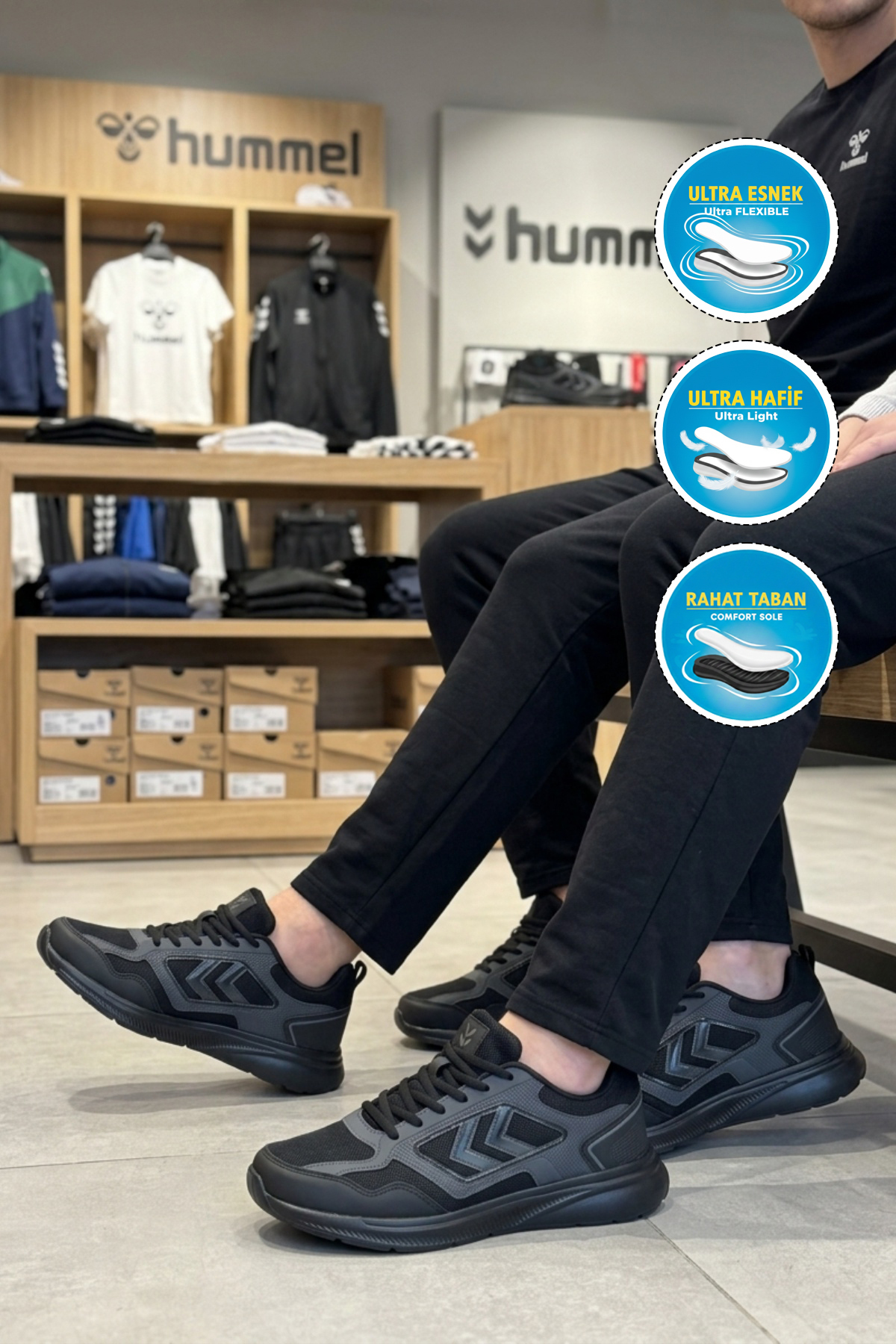 کفش ورزشی زنانه اچ ام ال مدل Rush II مشکی-مشکی ۹۰۰۸۹۵ هامل کفش پیاده روی hummel