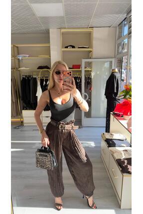 H&H COLLECTION KEMER DETAYLI SATEN PANTOLON