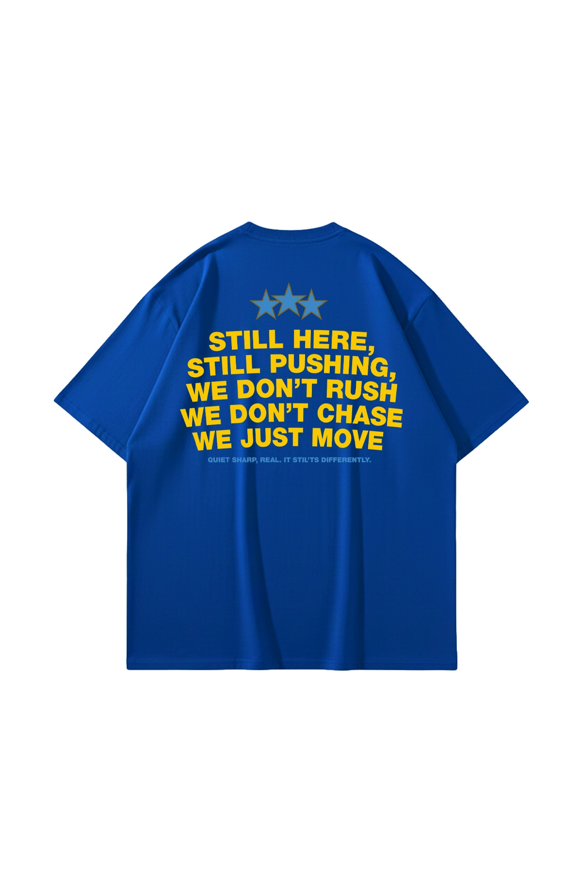 Sekizbiraltı Still Moving Baskılı Oversize Unisex Mavi Tshirt görsel 2