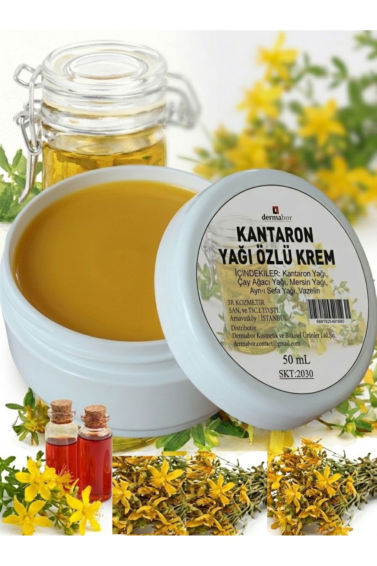 Dermabor Kantaron Yağı Kremi 50mL Sarı Kantaron yağı Özlü Krem Kremi Kantoron Kremi — kantaronkrm1