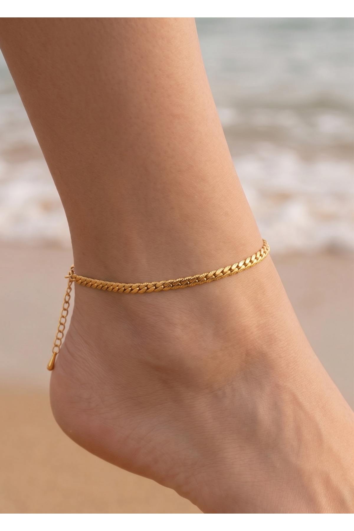 Women's Gold Color 316L Stainless Steel 20 cm Fishback Anklet