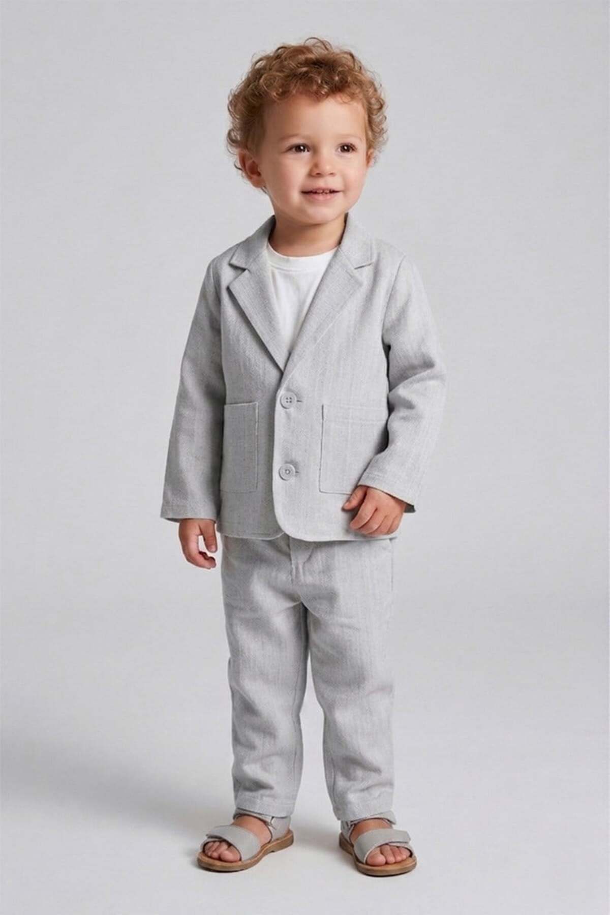 DMB BOYS & GIRLS Baby Boy Suit Set: Blazer, T-Shirt, Pants - Stylish Casual Holiday Event Outfit Combination