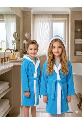 NEO-SOFT WELLSOFT TAVŞAN KULAKLI-NAKIŞLI KIZ ERKEK ÇOCUK BORNOZU