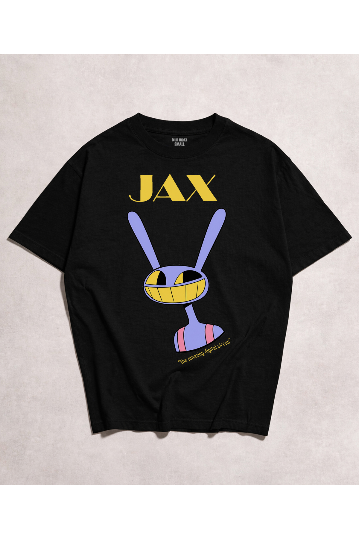 kun inaki  The Amazing Digital Circus Jax Baskılı Siyah Unisex Tişört