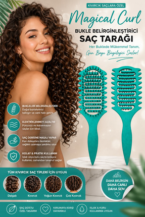 Syku Magical Curl Bukle Belirginleştirici Saç Tarağı Kıvırcık Dalgalı Saçlar ...