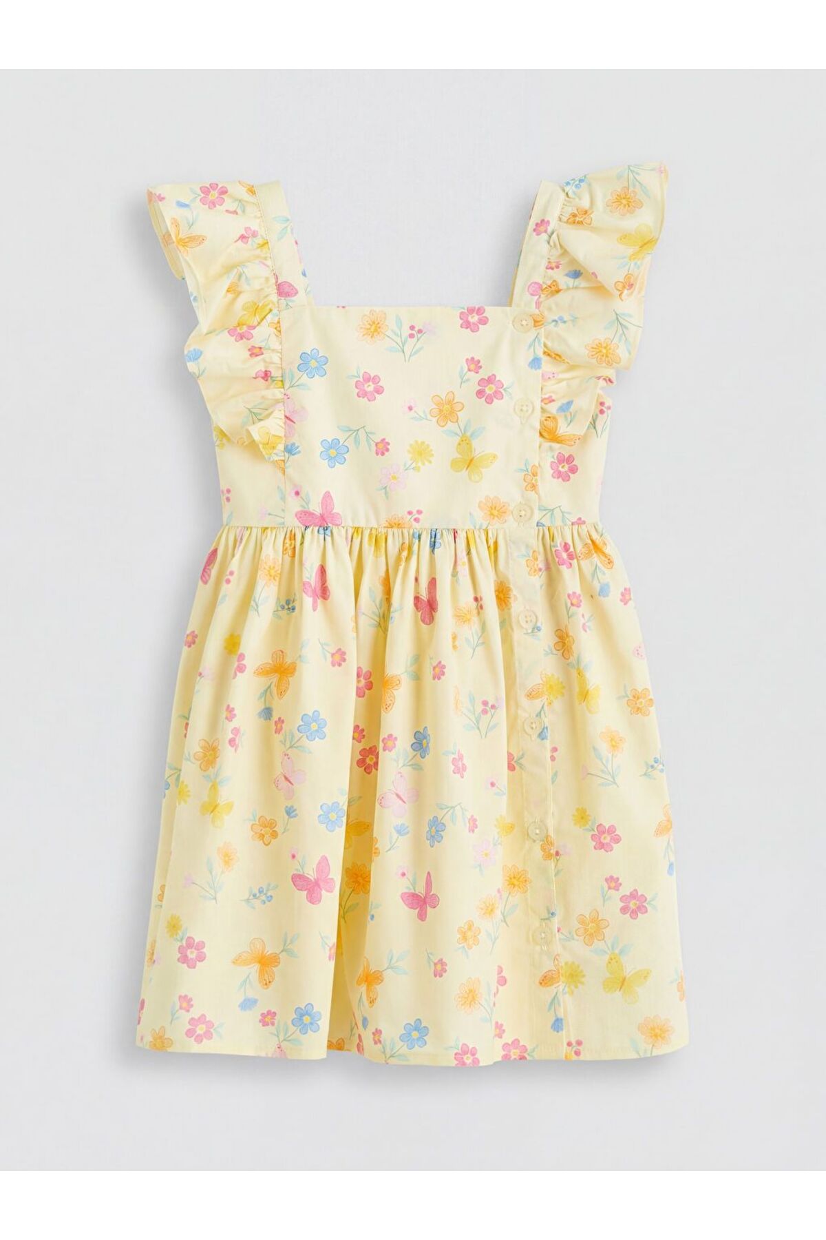 LC Waikiki LCW Kids Kare Yaka Desenli Kız Çocuk Elbise