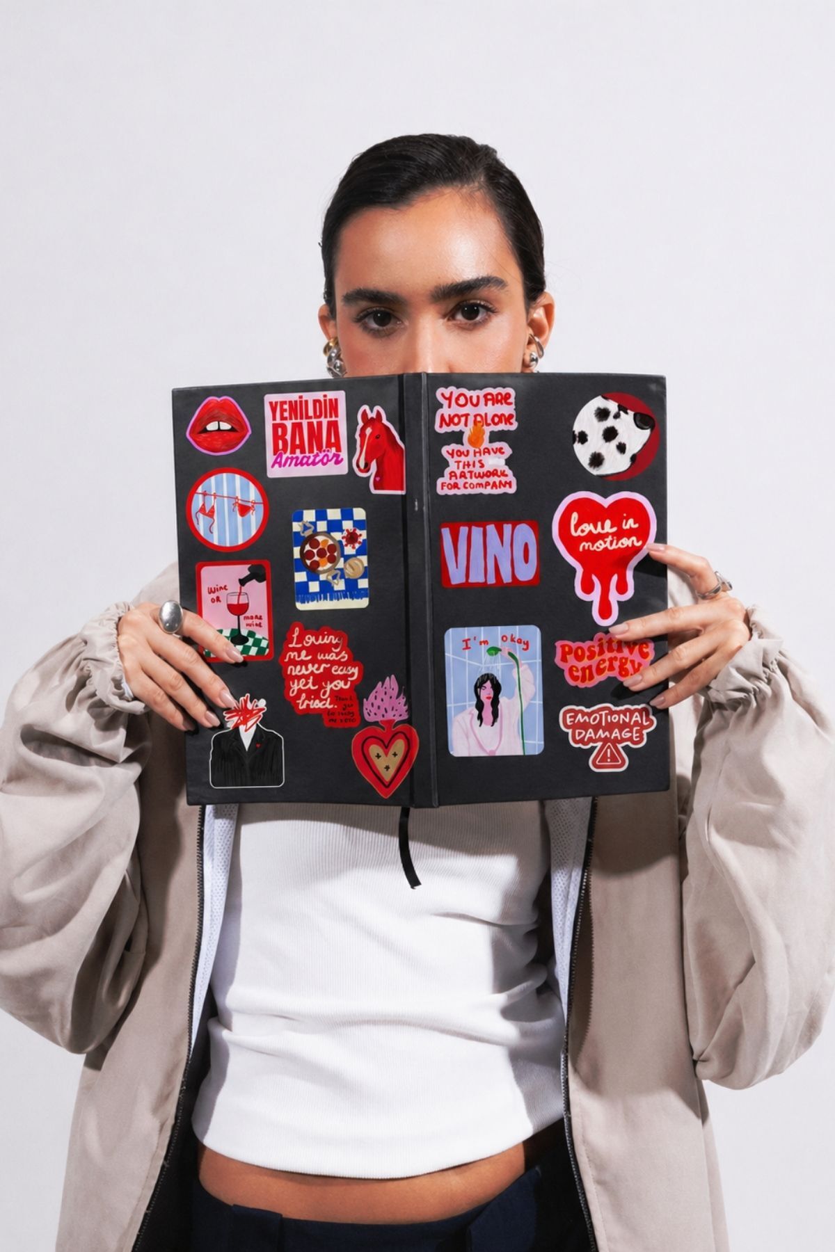 17'li Sticker Set Kırmızı Estetik Kolaj Modern Sanat Laptop Telefon Sticker