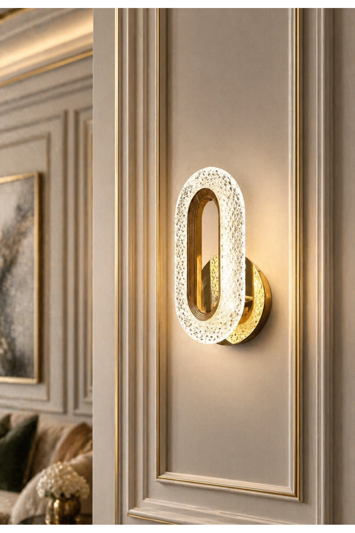 Rachel Gold Yellow Coating Wireless Battery Powered Wall Light Toggle Button Plug and Play Daylight Led