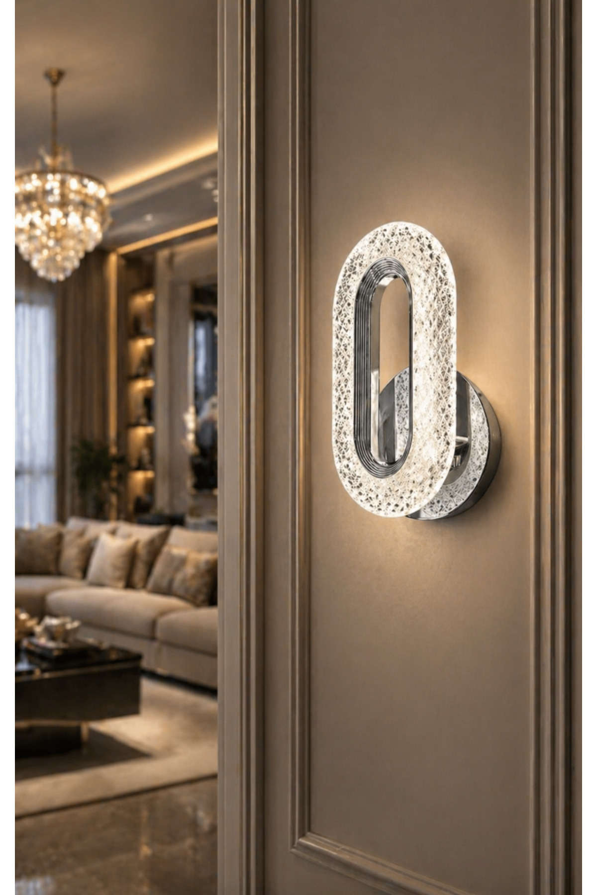 Rachel Chrome Silver Plated Wireless Battery Powered Wall Light Toggle Button Plug Play Daylight Led