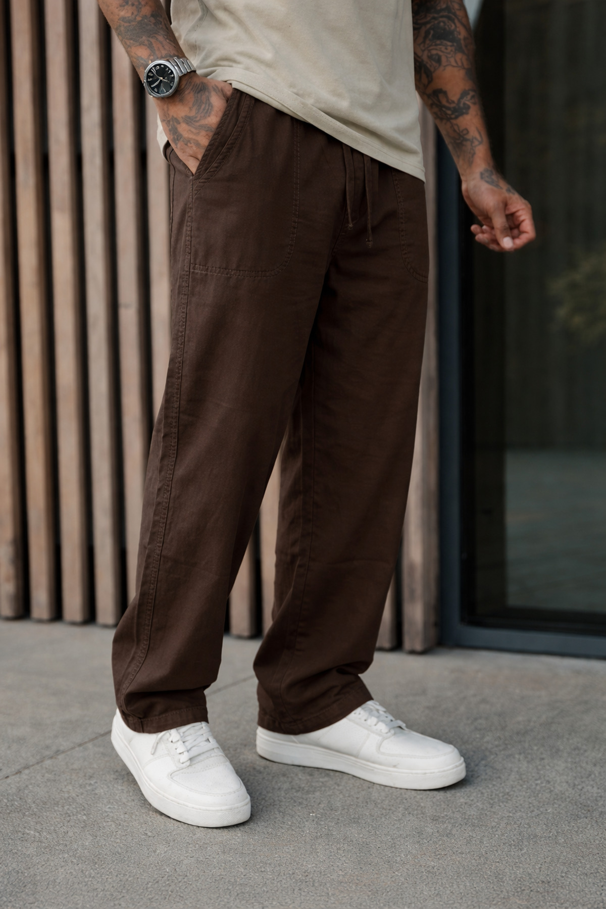 DAMGA JEANS 3 Adet Erkek Premium Yazlık Jogger Keten Pantolon görsel 3