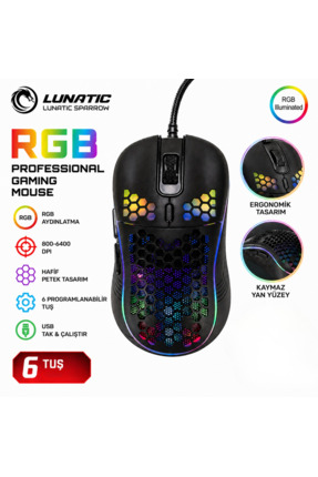 SepetteX RGB Işıklı Gaming Mouse 6400 DPI 6 Tuşlu Kablolu Oyuncu Mouse