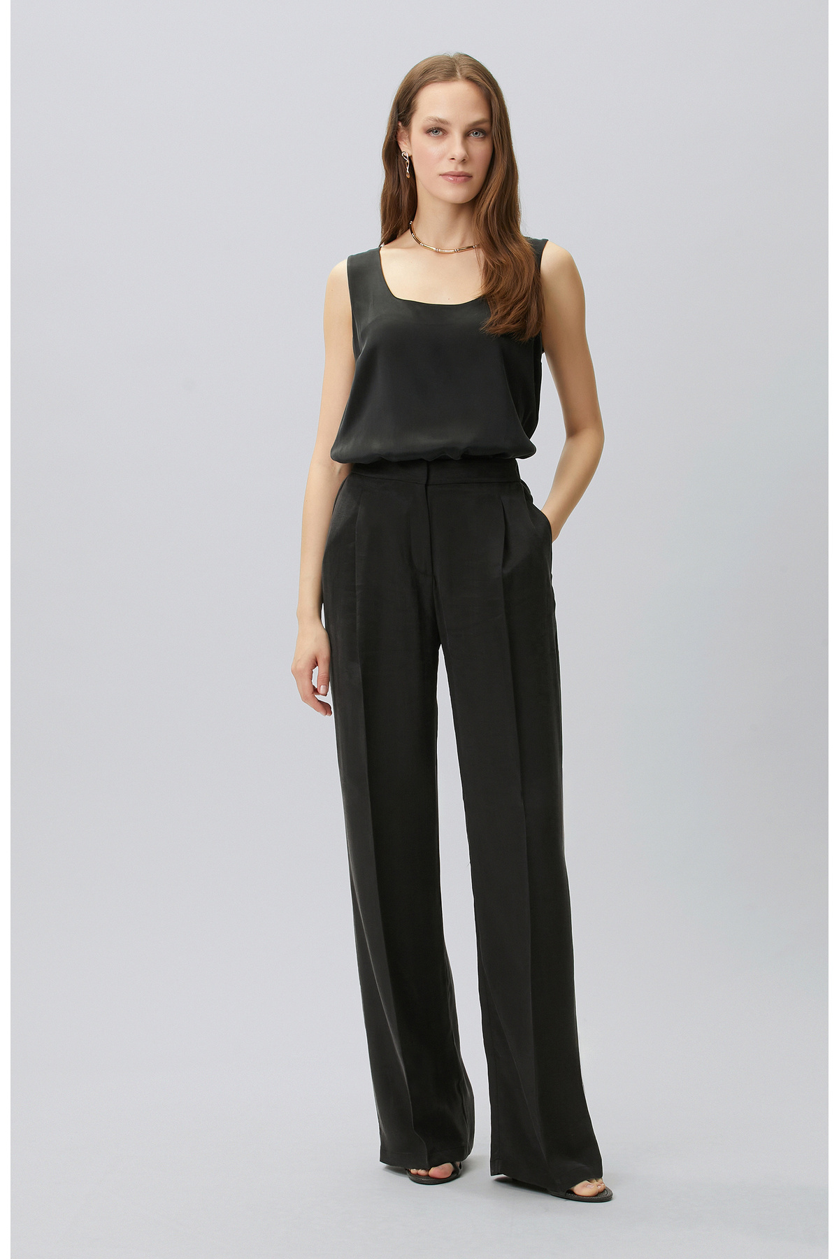 Black Pleated Palazzo Pants
