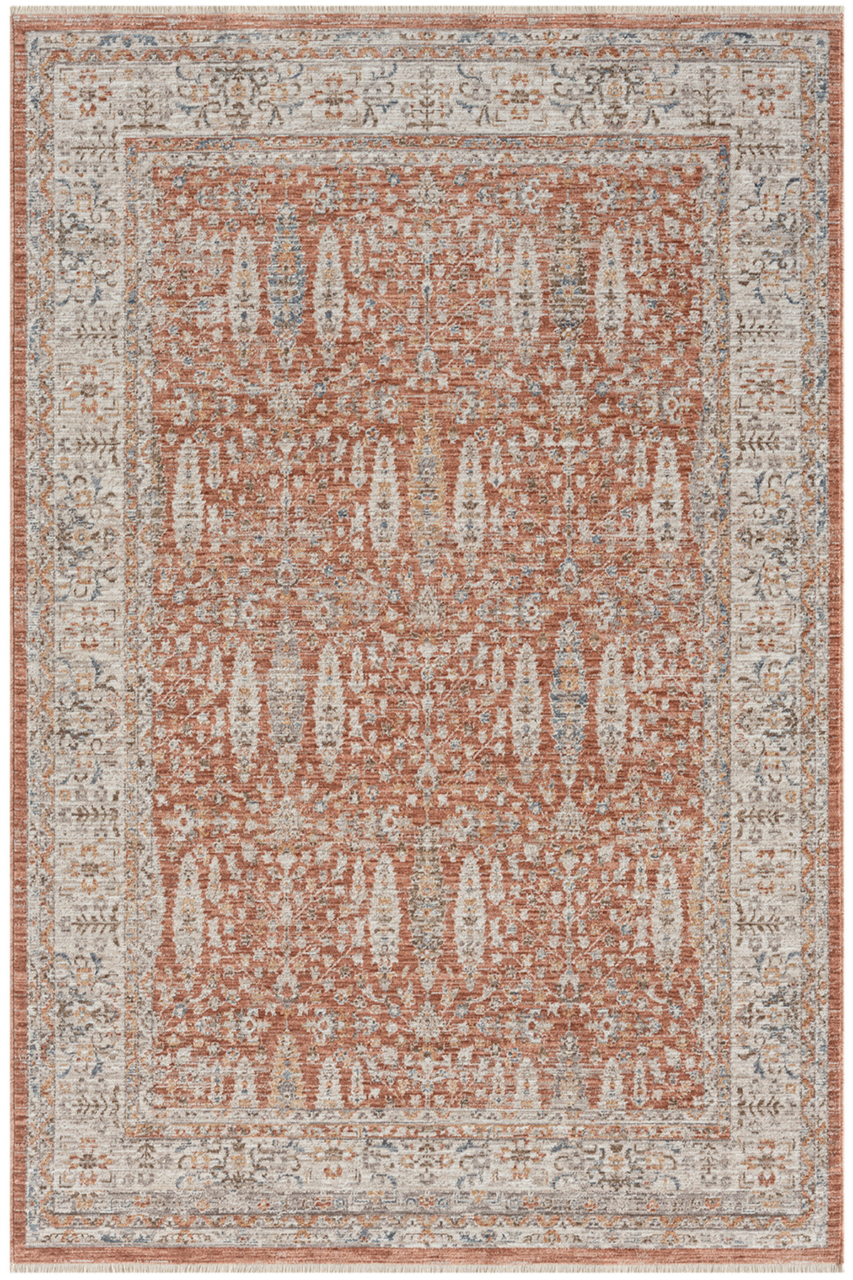 Ceremonial Terracotta Tile Color Vintage Aged 4 Season Paw Friendly Classic Living Room Living Room Rug