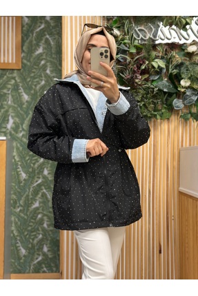 Sernisa Moda Kot Detaylı Paraşüt Kumaş Taşlı Trençkot