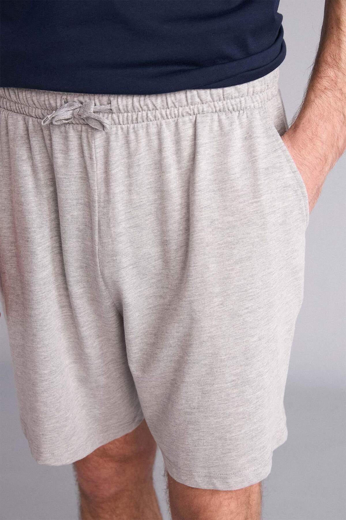 DeFacto Baggy Fit Elastik Bel Cepli Kısa Penye Şort H4577AX26SP görsel 5