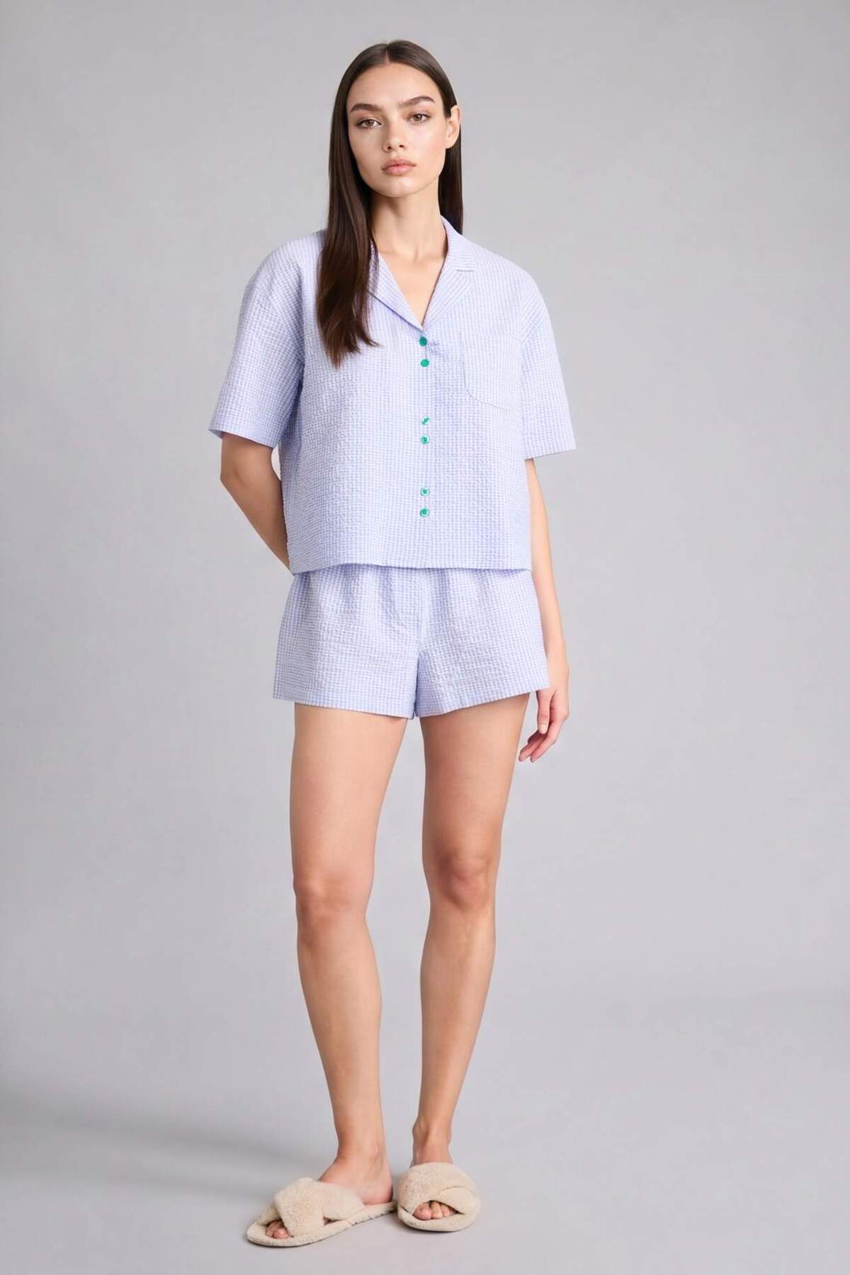 Regular Herb Short Sleeve 2pcs Woven Set H5834AX26SM