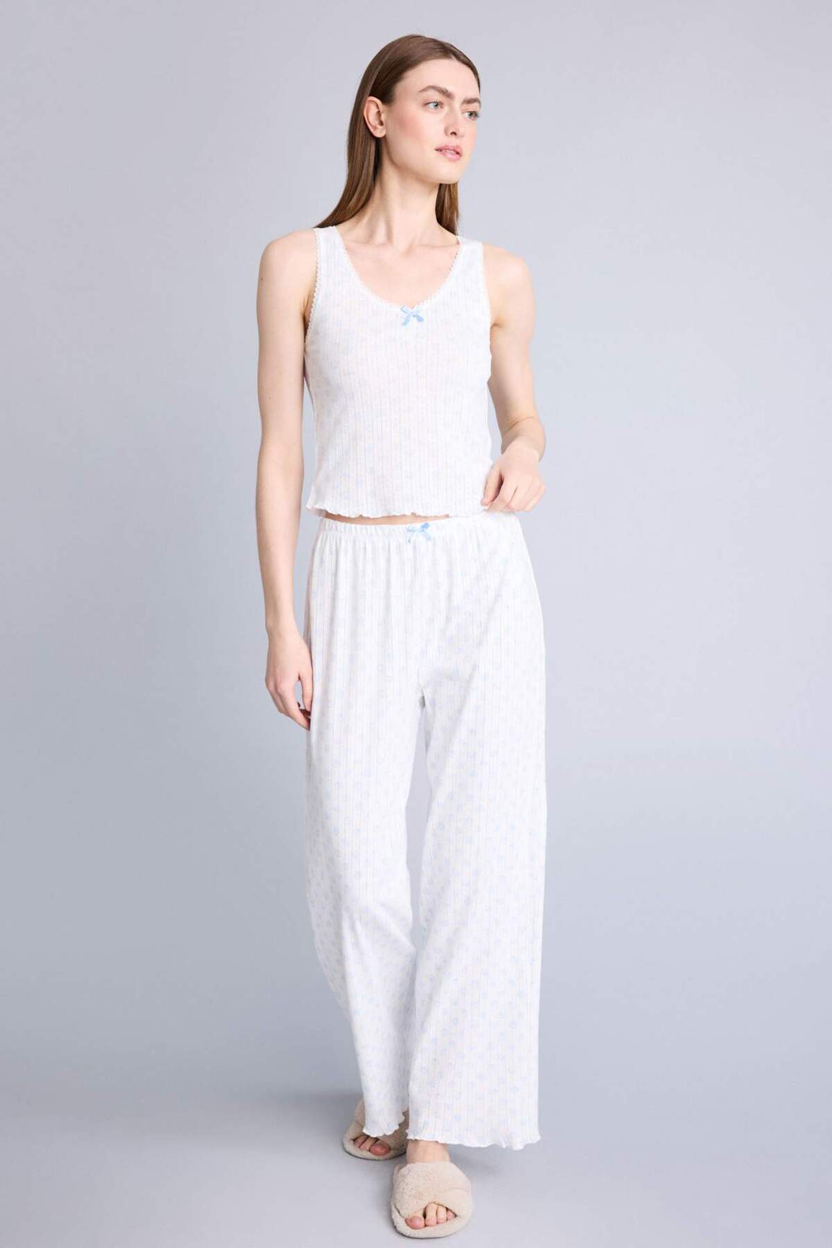 Defacto 100% Cotton Regular Fit Sleeveless 2-Piece Pajama Set H5417Ax26Sm