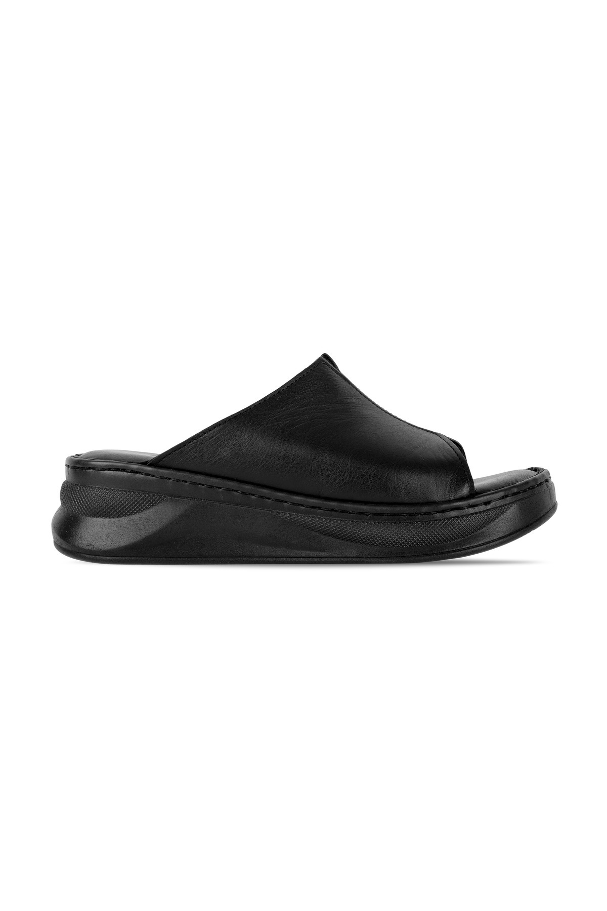 Lal Shoes & Bags Marigold Kadın Hakiki Deri Ortasından Dikiş Detaylı Terlik B4431 görsel 2