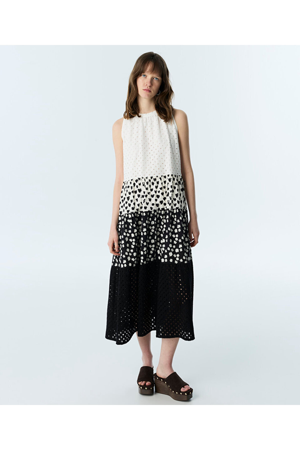 Twist Desen Ve Fisto Mix Dress