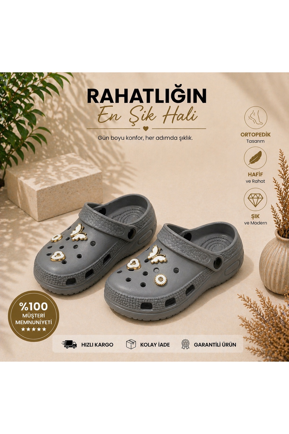 Kadın Taşlı Ortopedik Terlik