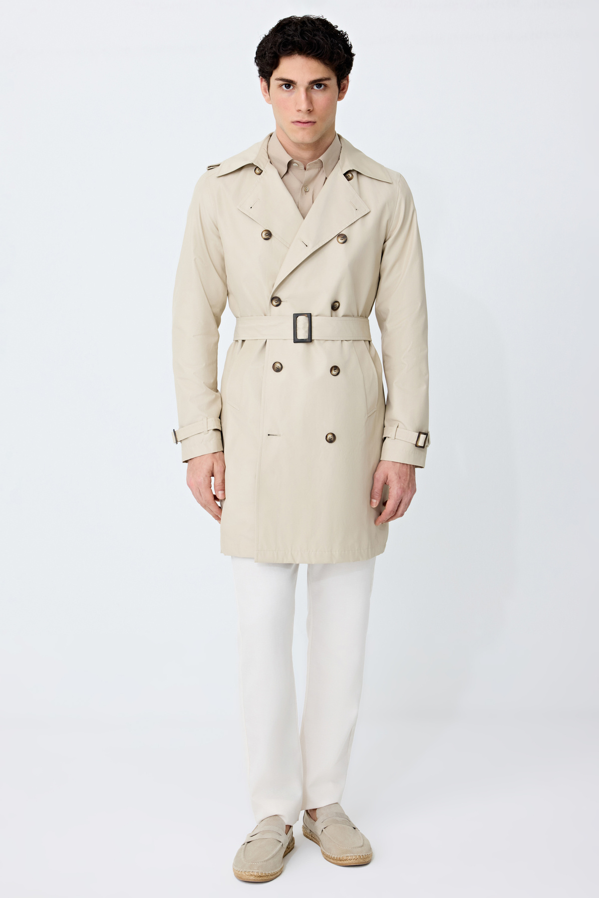 Tween Slim Fit Bej Pardösü/Trenckot görsel 4