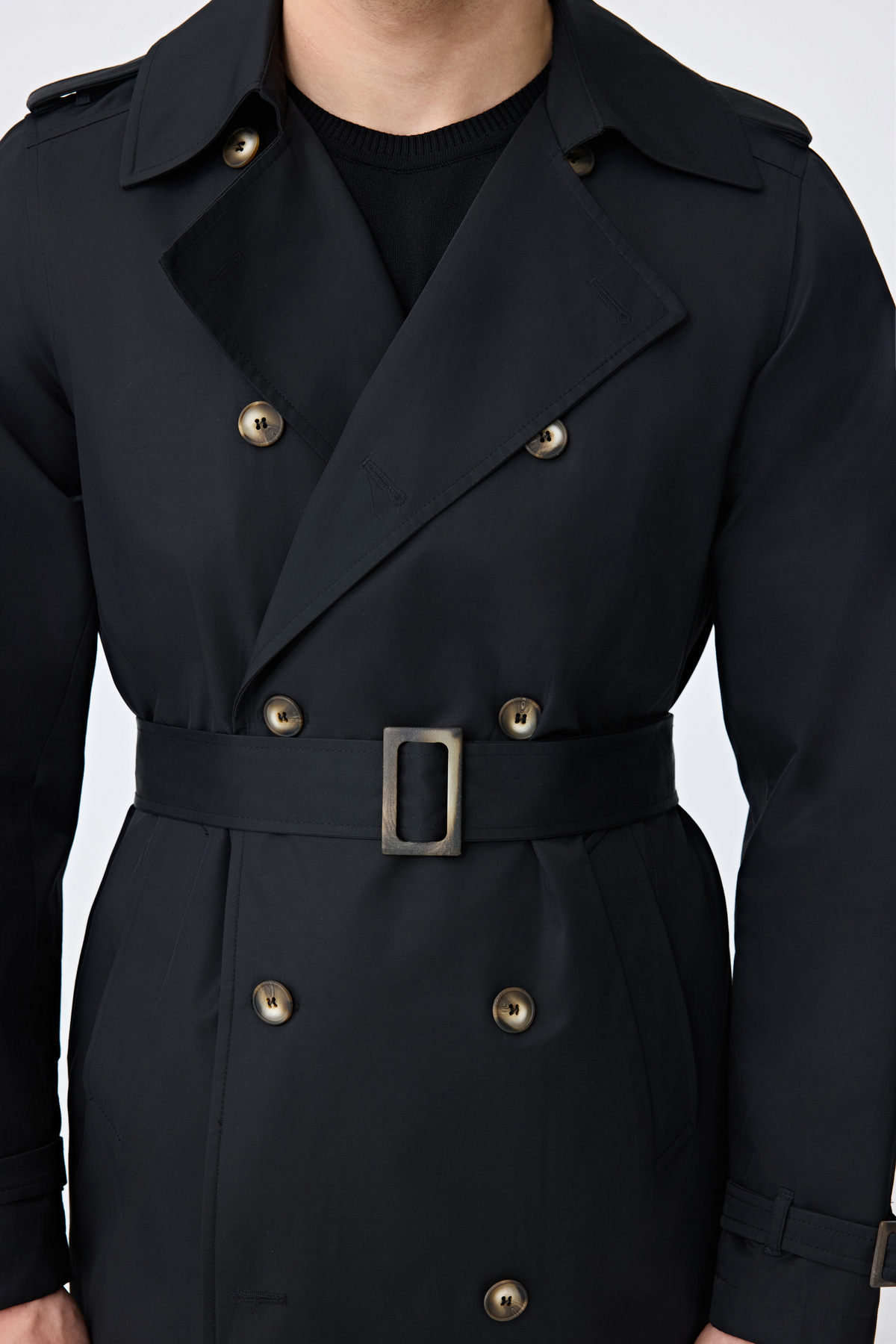 Tween Slim Fit Siyah Pardösü/Trenckot görsel 2