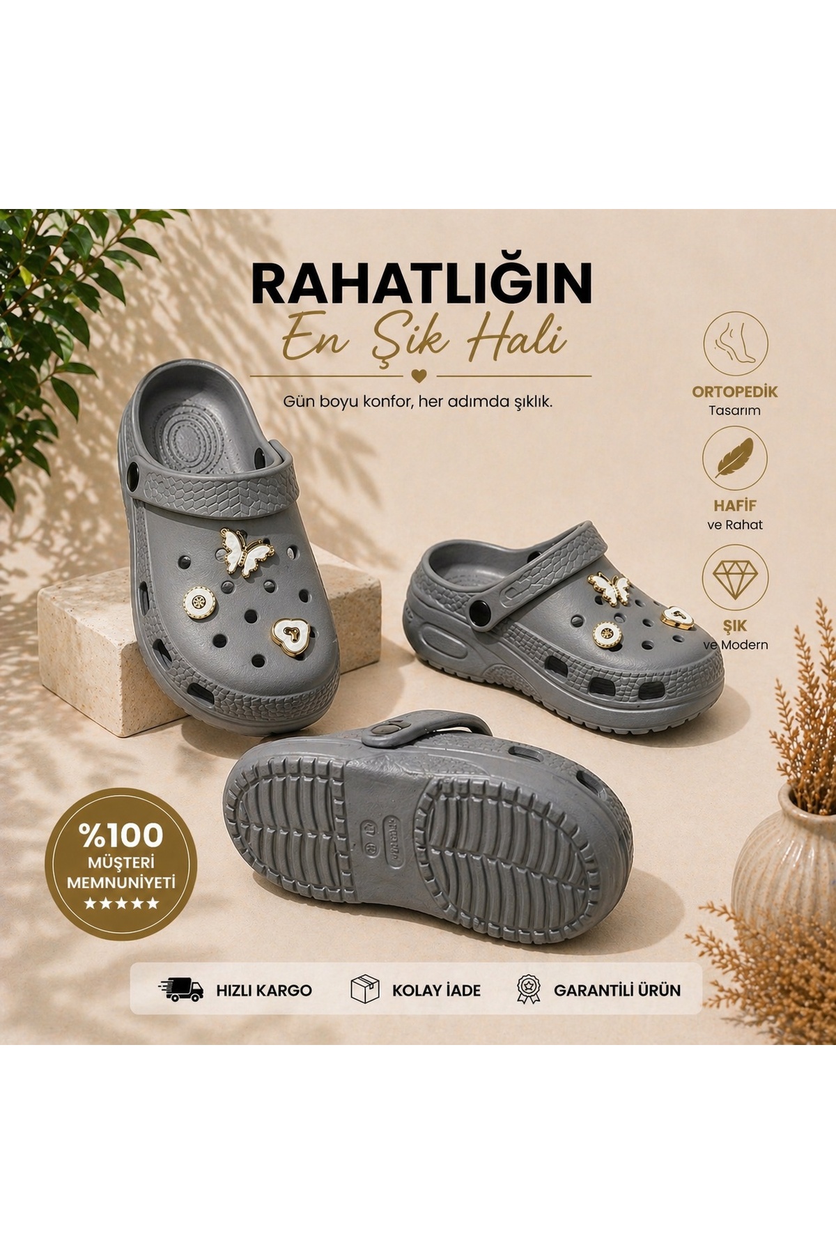 Kadın Taşlı Ortopedik Terlik
