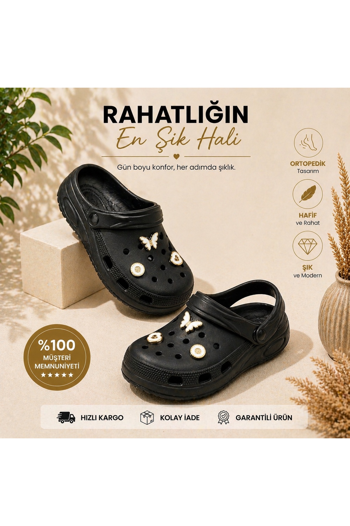Kadın Taşlı Ortopedik Terlik