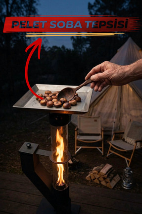 Kampavm Pelet Soba Üstü Tepsi Aparatı Füze Tipi Soba Uyumlu Kestane Pişirme, ...