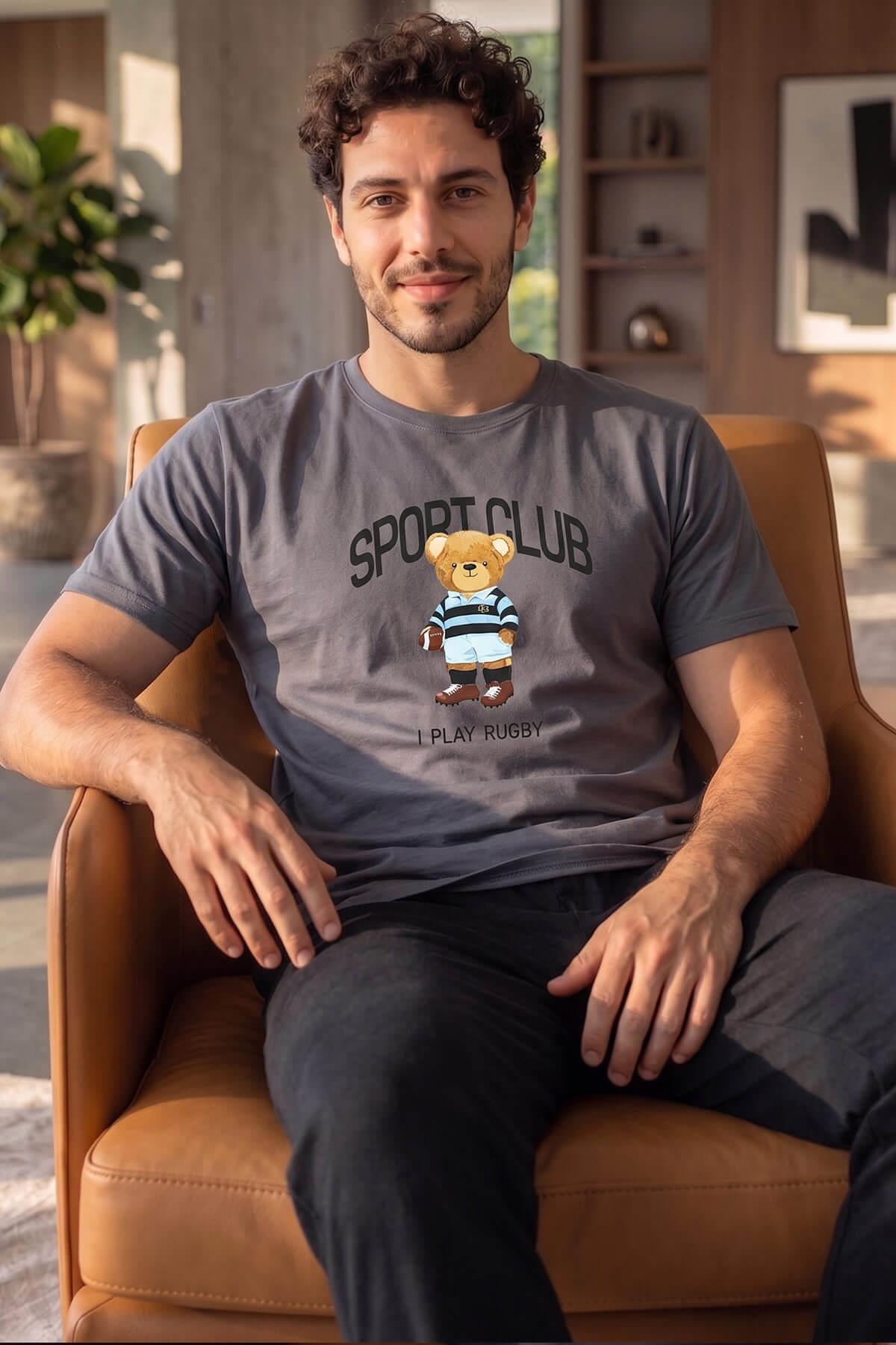 Pijamaevi Füme S Club Desenli Kısa Kollu Erkek Pijama Takımı