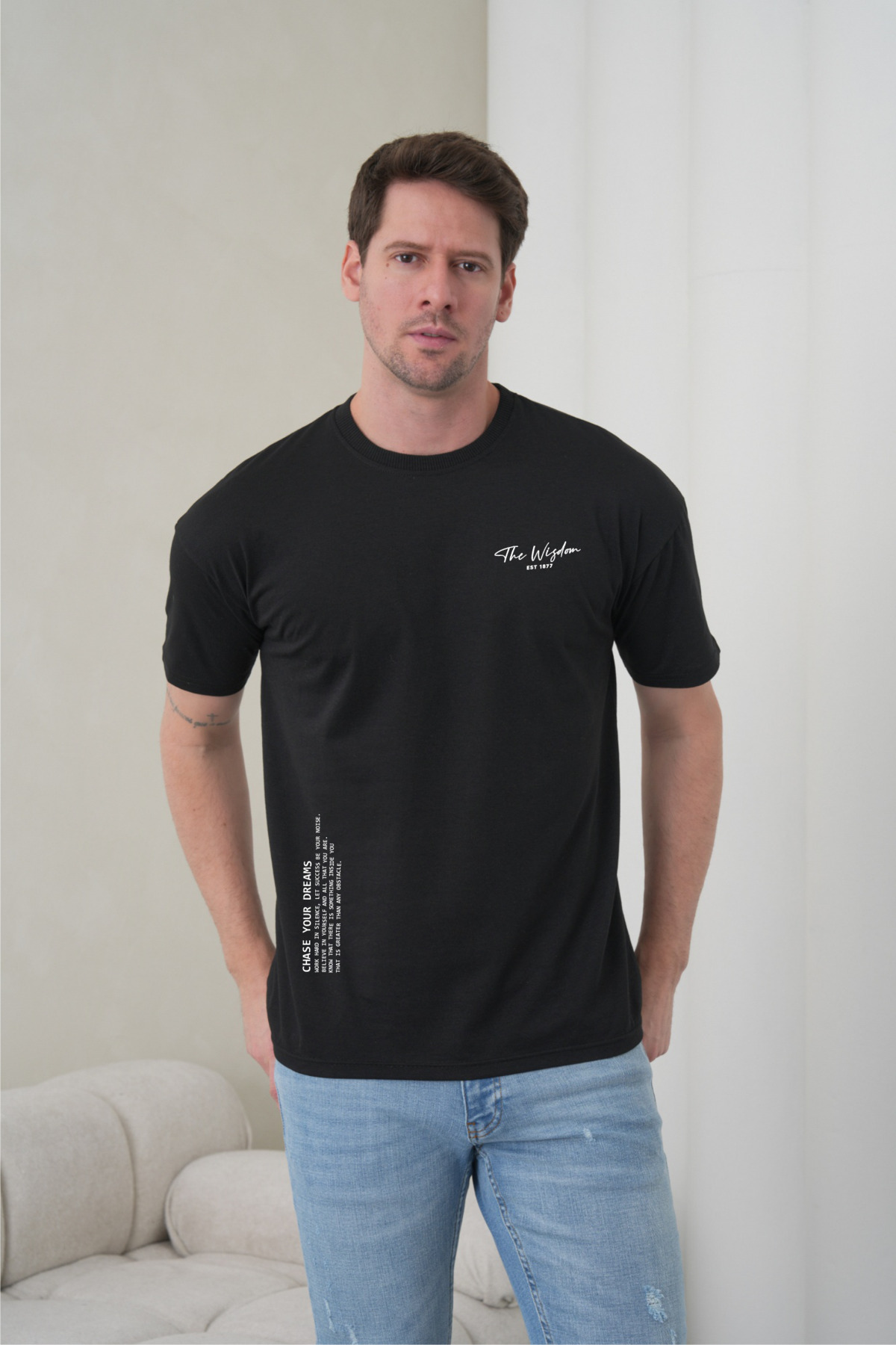 caddekombin Men's the Wisdom Written Minimalist Modern Typography
