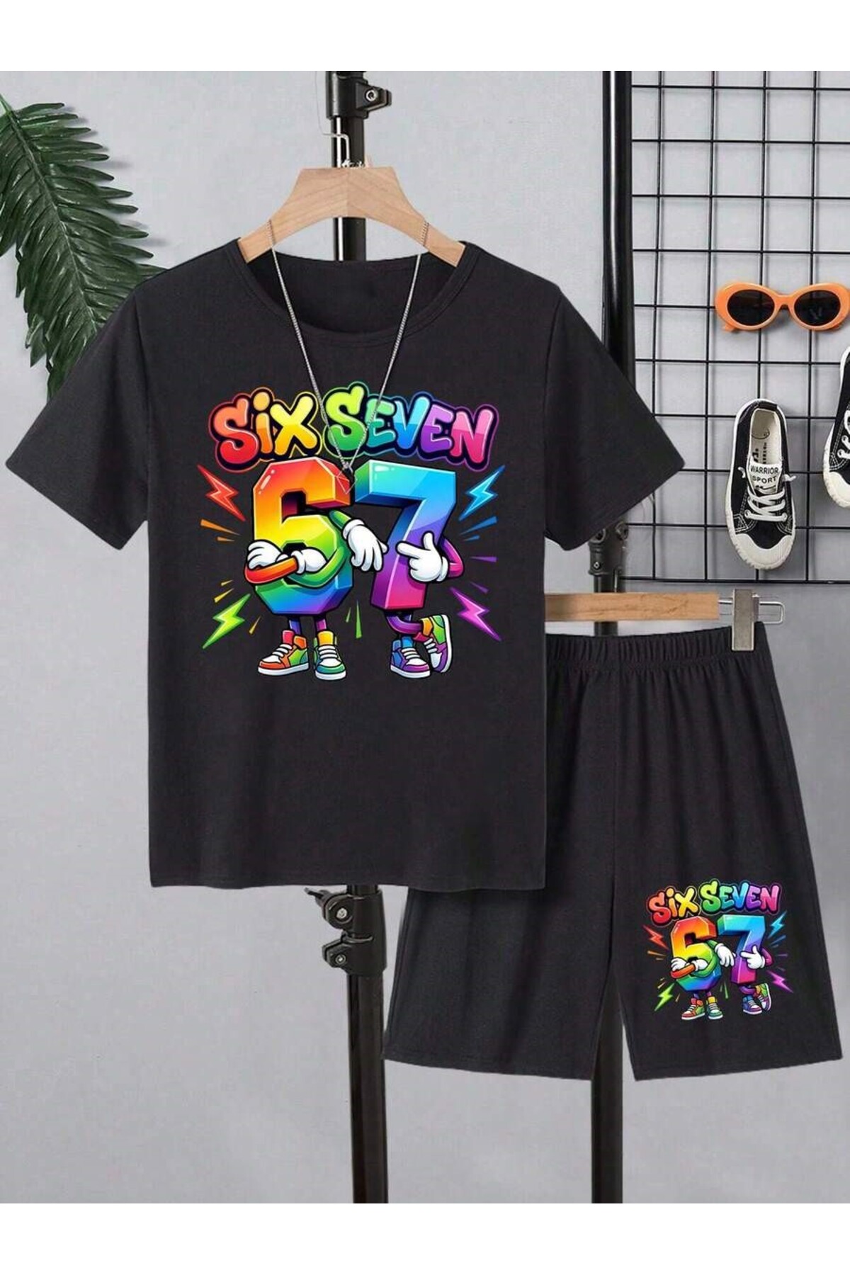 SVART WEAR Šest sedam 67 Dječja majica sa printom i kratke hlače set gornje i...