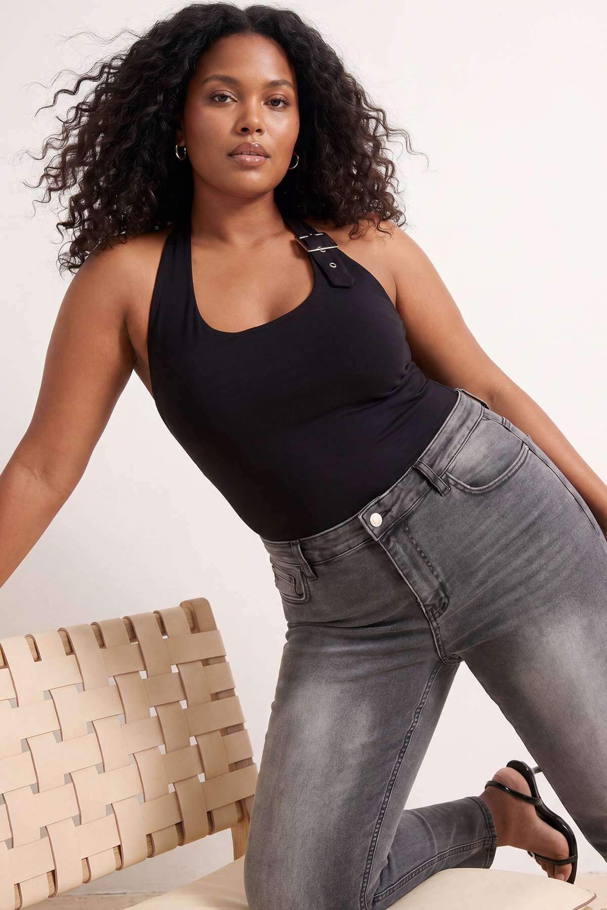 Trendyolmilla Curve Antrasit Yüksek Bel Esnek Skinny Denim Büyük Beden Jeans TBBAW26CJ00006