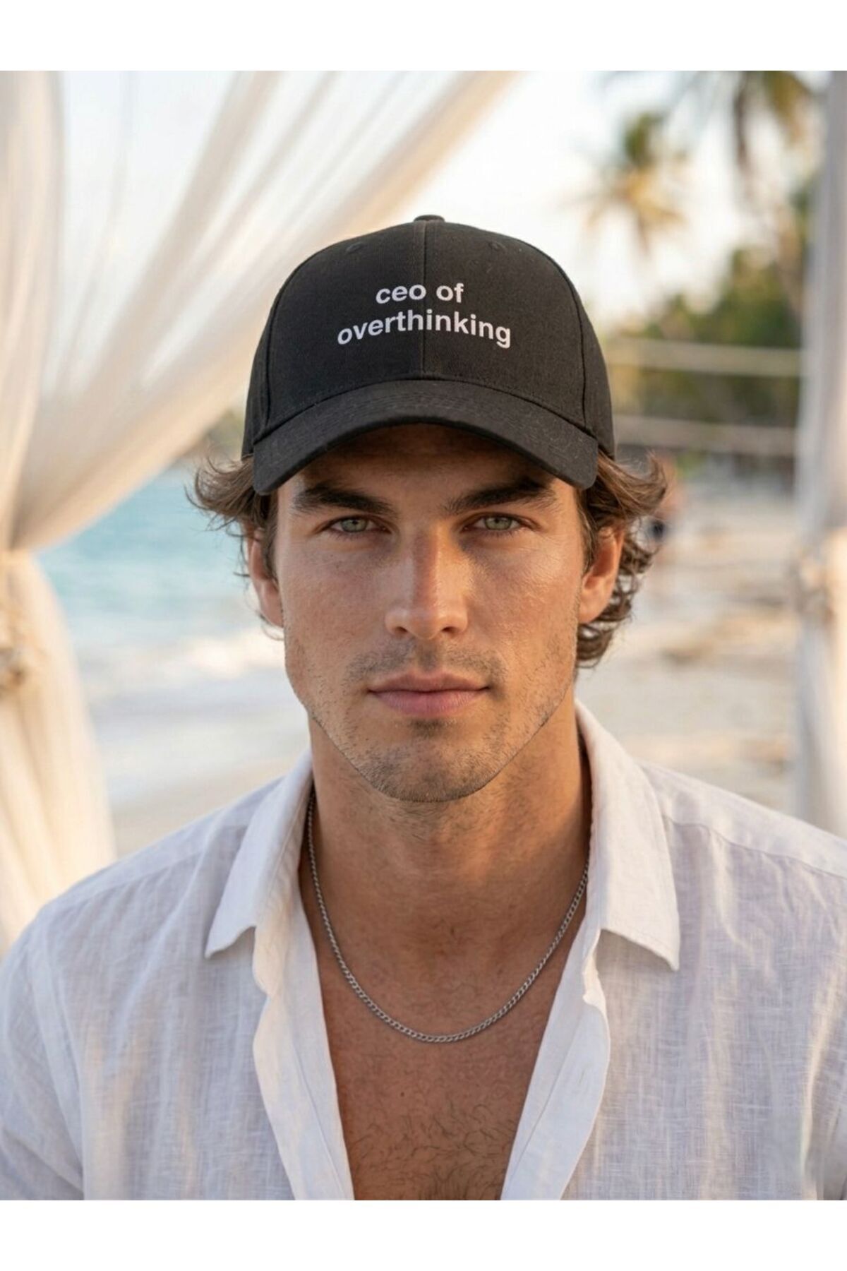 sf collection Unisex Ceo Of Overthinking Baskılı Spor Şapka, Ayarlanabilir Pamuklu Cap Günlük Kombin Şapkası görsel 2
