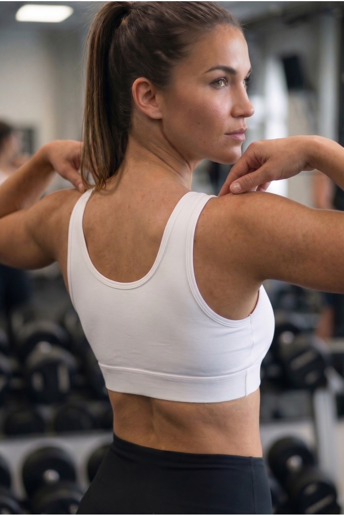 MİSTİRİK Parina Model Göğüs Detaylı Büstiyer Süper Crop Top Kalın Askılı Crop Ekru Renk görsel 3