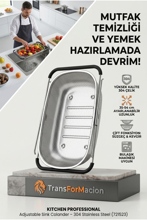 Transformacion Lavabo Süzgeci Ayarlanabilir Kevgir 304 Paslanmaz Çelik 721523