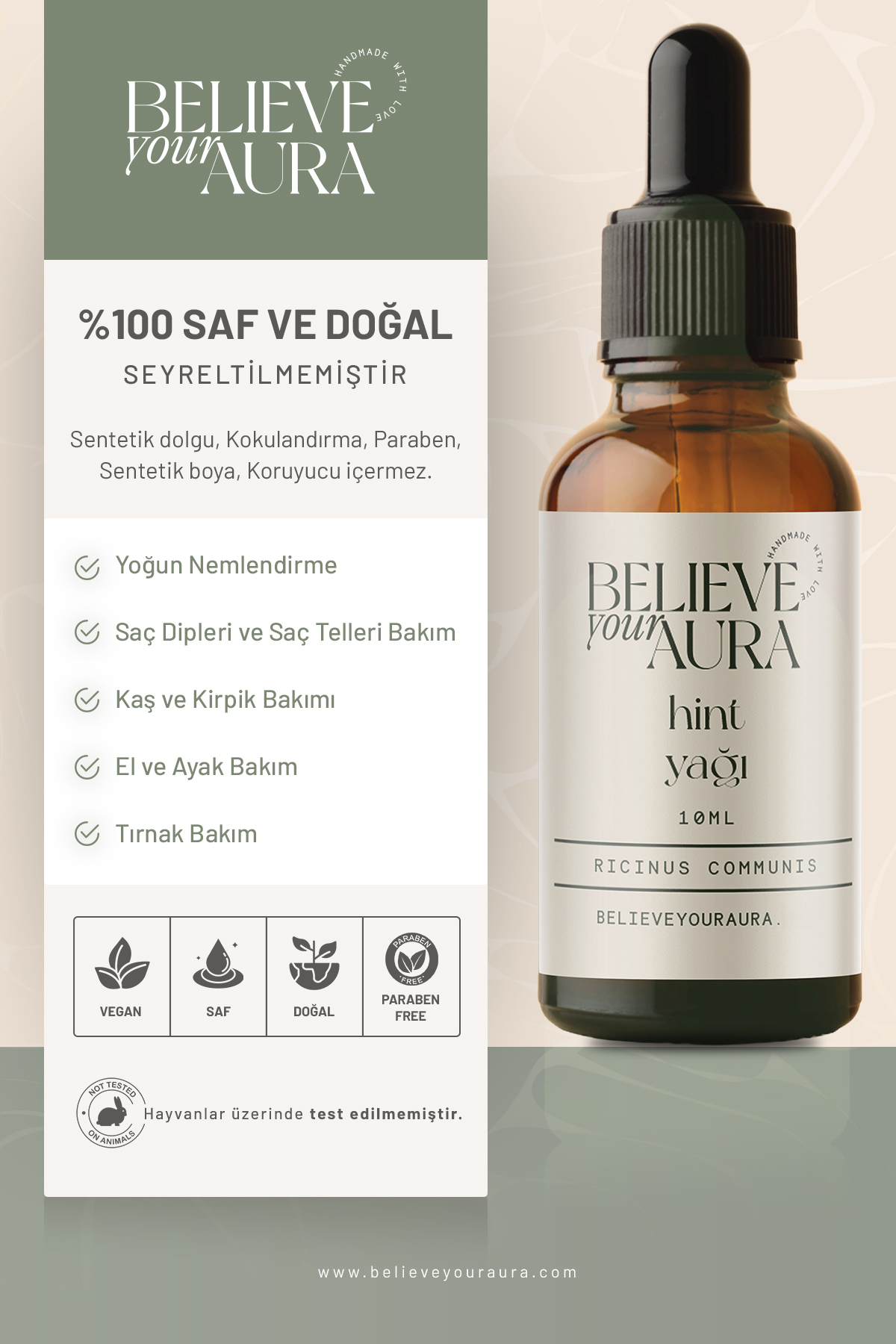 Hint Yağı - %100 Saf Ve Doğal Cilt Ve Saç Bakım Yağı - Castor Oil - 10 ml — ATYHNT — تصویر 3 از 9