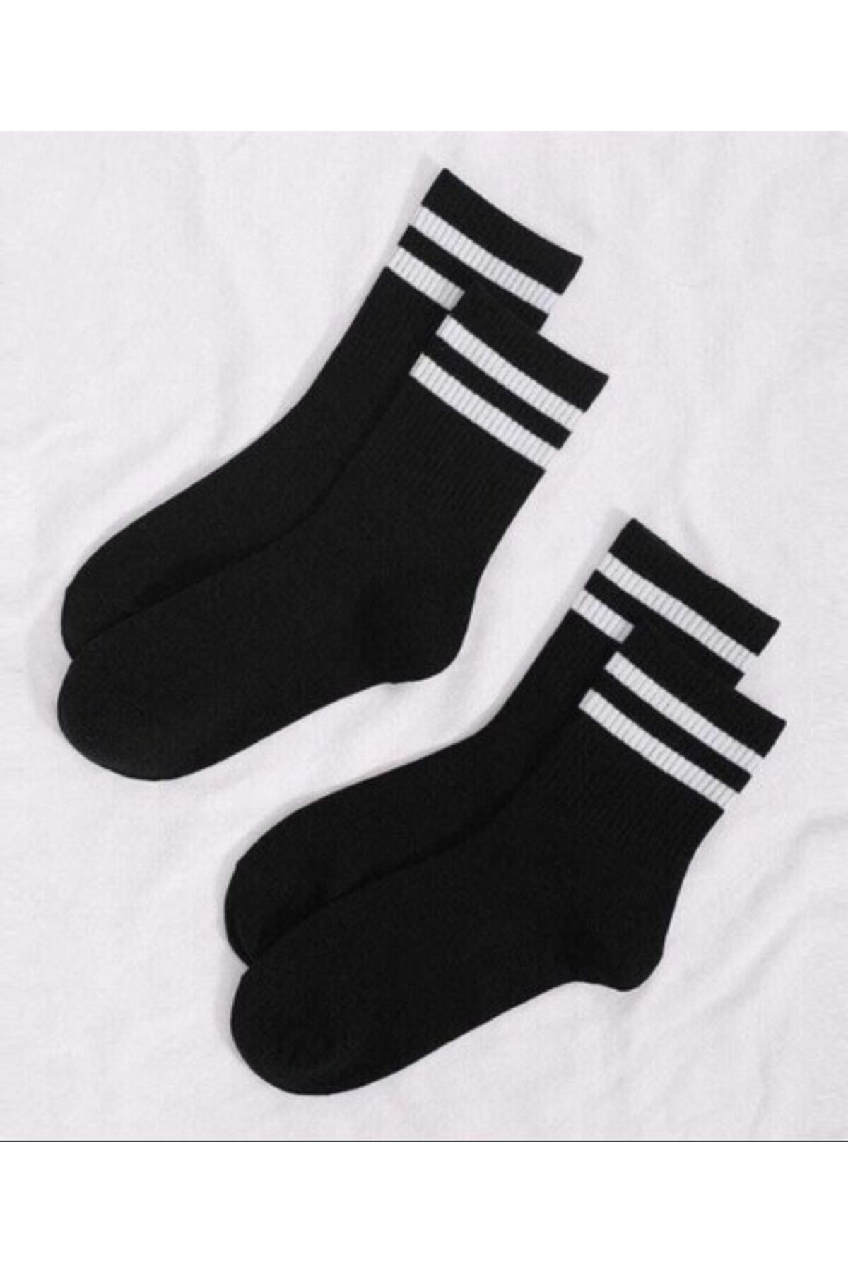 WORTHY SOCKS 4'lü Çizgili Pamuklu Kolej Tenis Kolej görsel 4