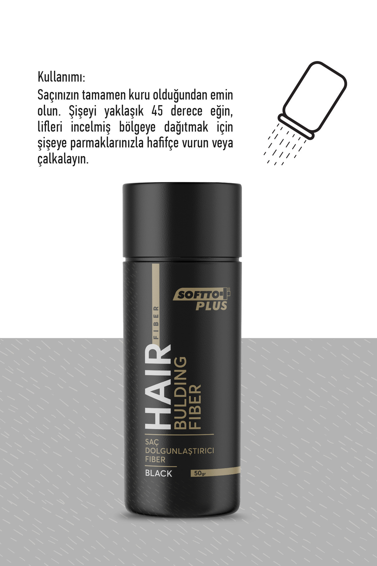 Saç Dolgunlaştırıcı Anında Dolgunluk Sağlayan Siyah Renk Fiber 50 gr. — 50grfibersiyah — تصویر 4 از 4