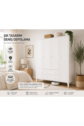 VENATTO madrid 4 kapaklı ,10 raflı,2 çekmeceli avangart dolap/gardırop (%100mdf)