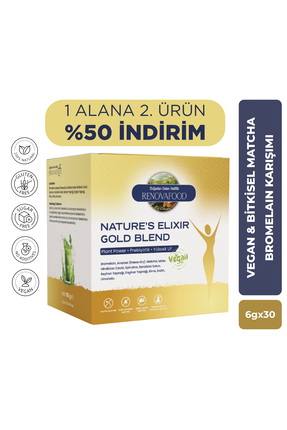 Renova Nature’s Elixir Gold Blend Matcha Bromelain Spirulina Vegan Bitkisel 6...