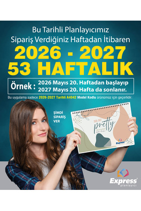 Express 2026-2027 Takvim A4 Ebat 53 Haftalık Planlayıcı Pretty